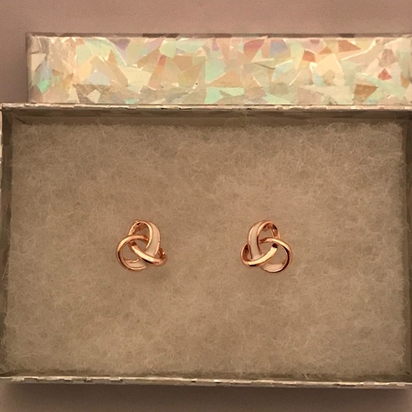 Rose Gold Knot Earrings - Picture 3 of 4